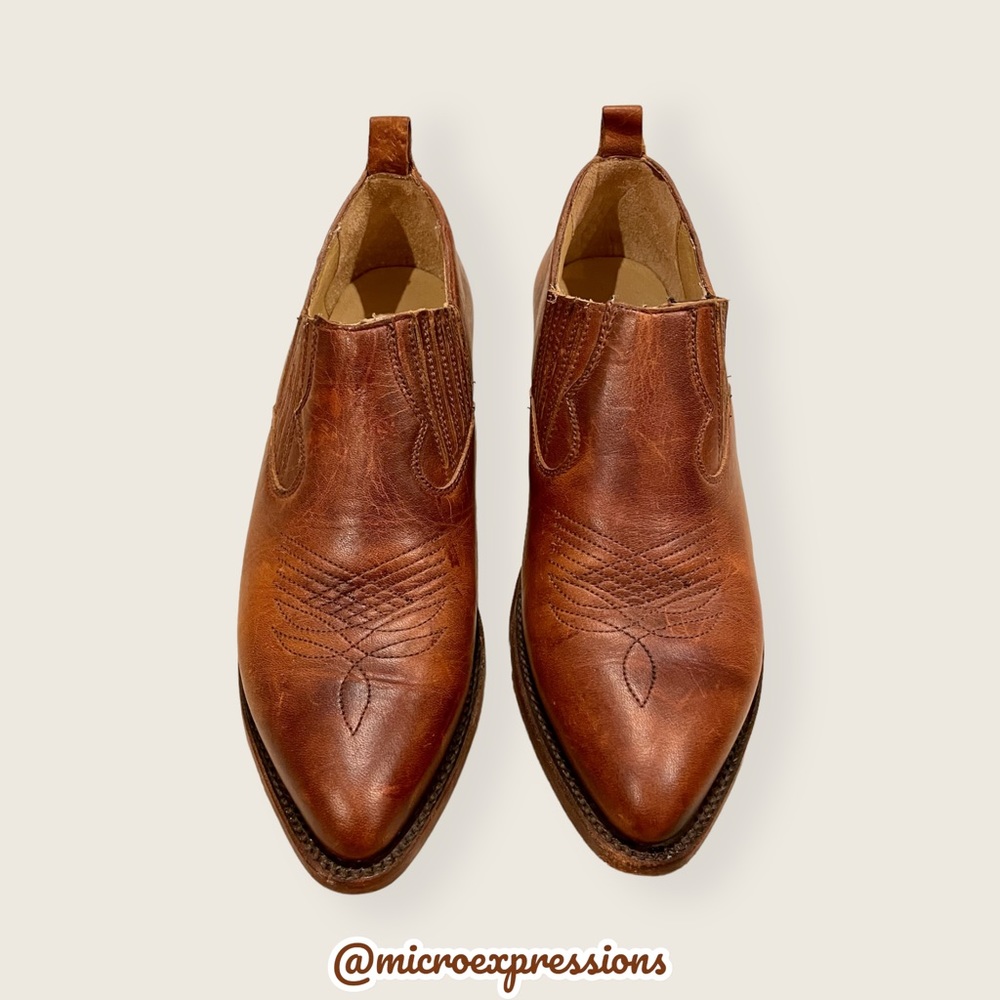 $369 Frye Billy Shootie Cognac Leather Southwestern Casual Pointed Ankle Booties - Picture 11 of 16